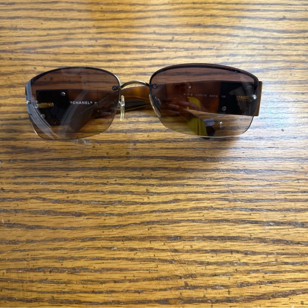 CHANEL 4117-B Tortoise Crystal CC Rimless Sunglasses 62-16 125 w/ Box & Case